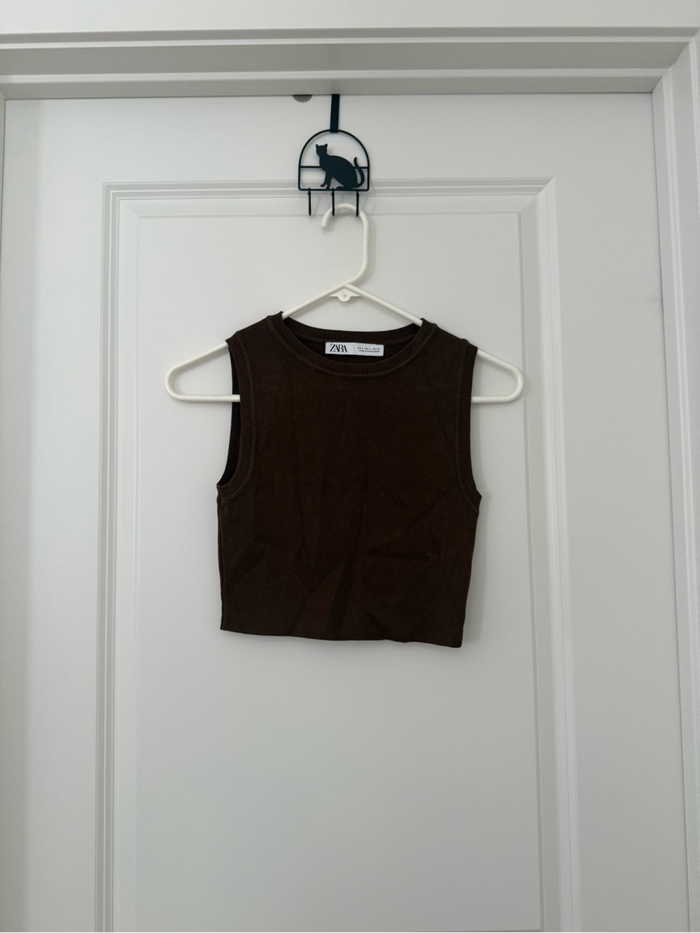 Zara Brown Crewneck Knit Top